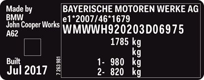 Picture of Mini F57 Cabriolet LCi VIN Decal / Sticker