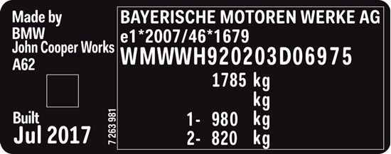 Picture of Mini F57 Cabriolet LCi VIN Decal / Sticker