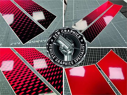Picture of Gloss Chili Red / Black  Bonnet Stripes for Mini F65 / F66