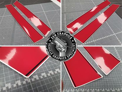 Picture of Fits Mini F55 / F56  Cooper / Cooper S / JCW Chili Red and Black pin Bonnet stripes