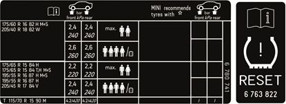 Picture of Fits Mini R56 Pre LCi Cooper Tyre Pressure Labels / Stickers