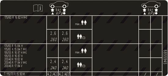 Picture of Fits Mini R58 Coupe Tyre Pressure Label / Sticker
