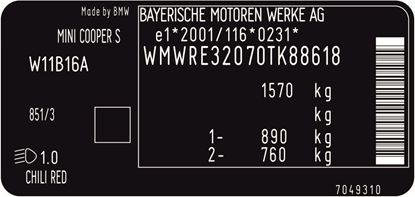 Picture of Fits Mini R53 Cooper S VIN Decal / Sticker