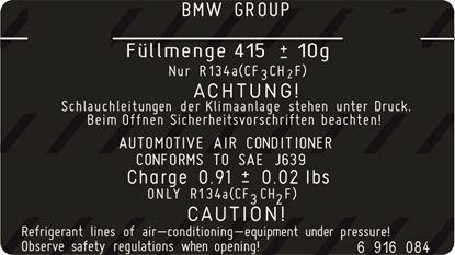 Picture of Fits Mini 2010 - 2015 Air Conditioning Caution Label / Sticker