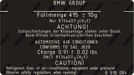 Picture of Fits Mini 2010 - 2015 Air Conditioning Caution Label / Sticker