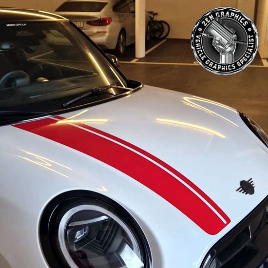 Picture of Fits Mini F65 / F66 / F67 JCW Bonnet Stripe / Sticker