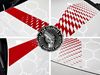 Picture of Fits Mini Aceman J05 Gloss Chili Red / Transparent  Bonnet Stripes / Stickers