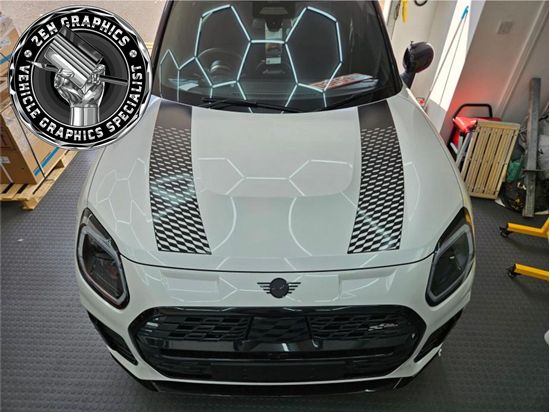 Picture of Black & Transparent Mini U25 Countryman Bonnet Stripes / Stickers