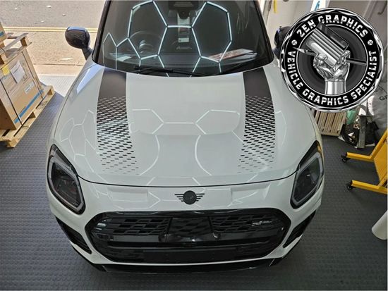 Picture of Black & Transparent Mini U25 Countryman Bonnet Stripes / Stickers