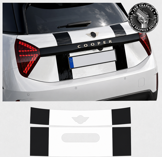Picture of Fits Mini Heritage Cooper Electric j01 rear Hatch Stripes / Stickers