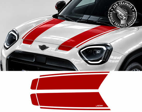 Picture of Fits Mini J05 Aceman JCW Bonnet Stripes / Stickers