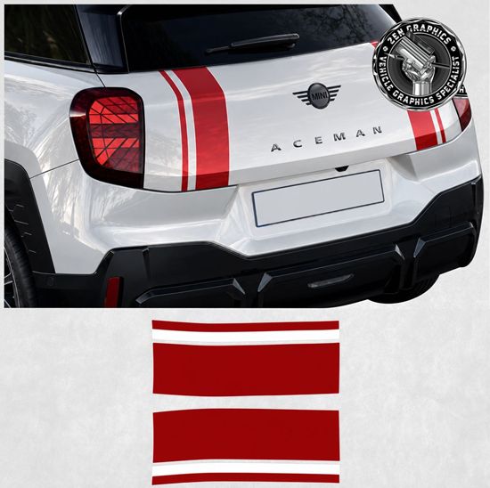 Picture of Fits Mini J05 Aceman JCW rear Hatch Stripes / Stickers