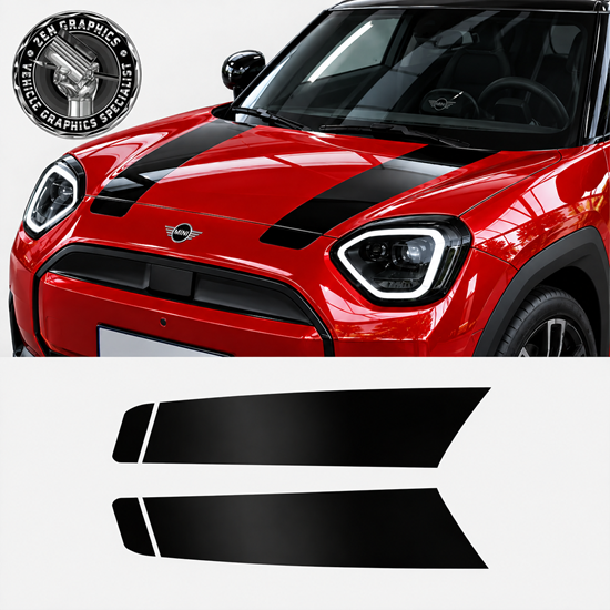 Picture of Fits Mini J05 Aceman Heritage Bonnet Stripes / Stickers