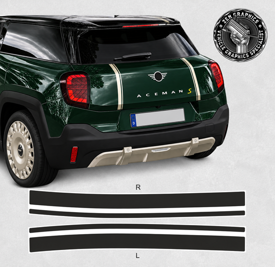 Picture of Fits Mini J05 Aceman Favoured rear Hatch  Stripes / Stickers