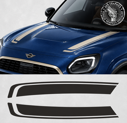 Picture of Fits Mini U25 Countryman Favoured Bonnet Stripes / Stickers