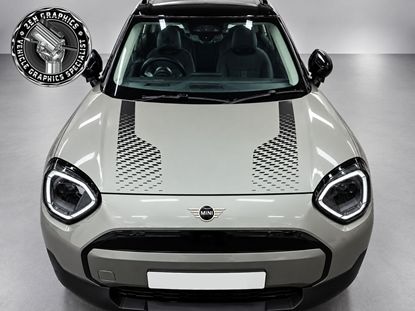 Picture of Fits Mini Aceman J05 Gloss Black / Transparent  Bonnet Stripes / Stickers